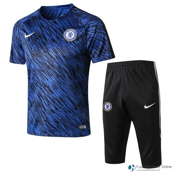 Chelsea Trainingsshirt Komplett Set 2017-18 Blau Schwarz Fussballtrikots Günstig